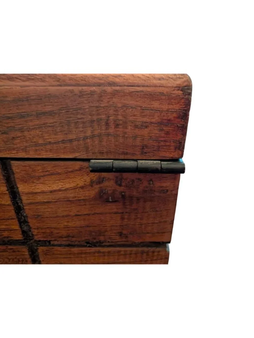 Wooden Handled Decorative Storage Box With Latch By Pier 1 - Rustic Brown Finish